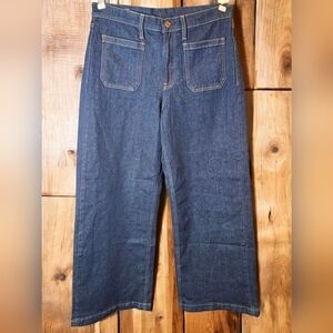 GAP Women's Fashion Forward Wide Leg Front Pocket Dark Rinse Jeans SIZE 14S